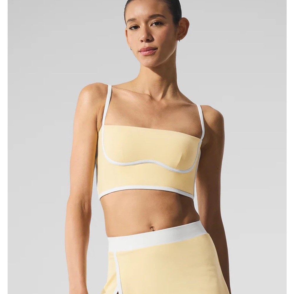 ALO Yoga Yellow and White Bra Top